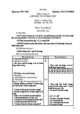 Kế hoạch dạy học lớp 1 - Tuần 6 đến 8 - Năm học 2016-2017